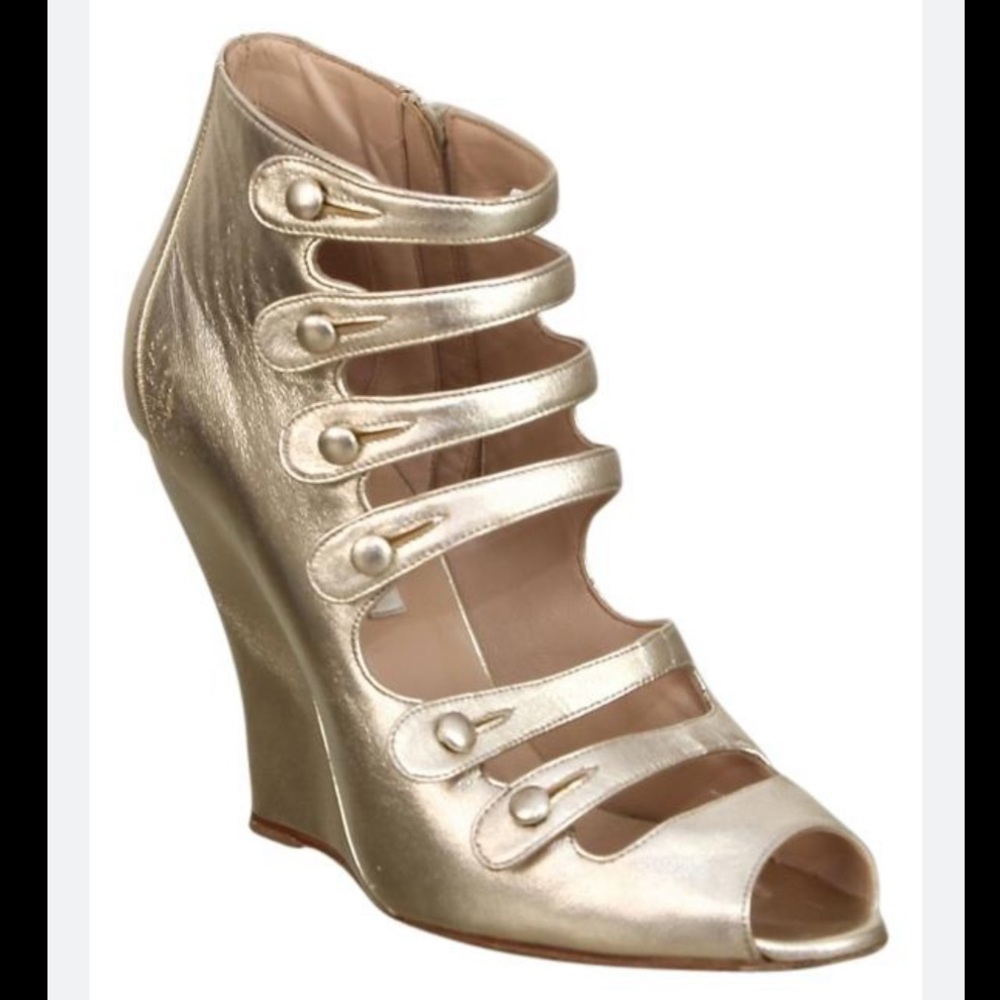 OSCAR de la RENTA METALLIC GOLD GLADIATOR ANKLE BOOTS SIZE 39